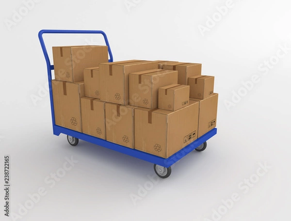 Obraz warehouse trolley or platform trolley. 3d render