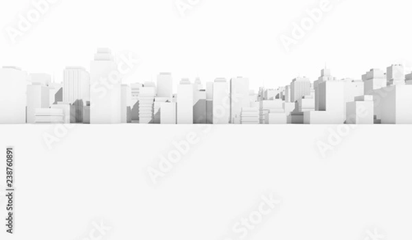 Fototapeta White cityscape background. Many buildings. 3D Rendering Illustration.