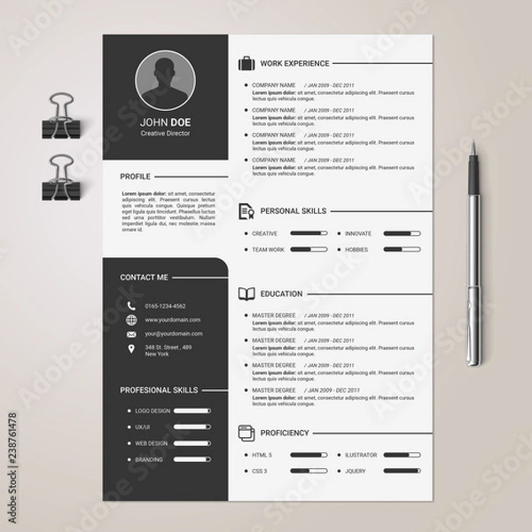 Obraz Black CV Design Template