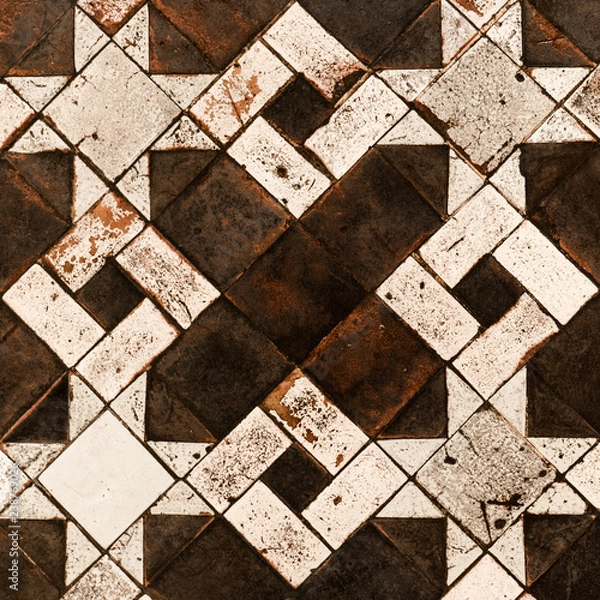 Fototapeta Old medieval floor tiles pattern texture