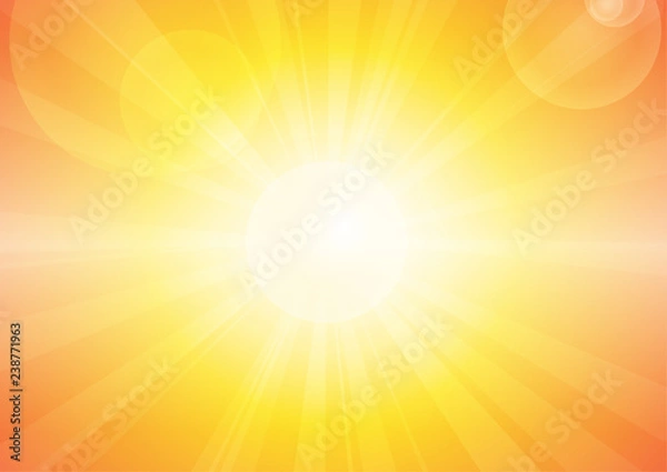 Fototapeta Vector : Sun and lens flare on orange background