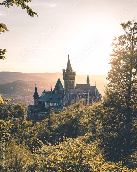 Fototapeta Schloss Werningerode beim Sonnenuntergang