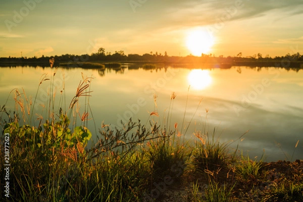 Obraz sunset over the lake