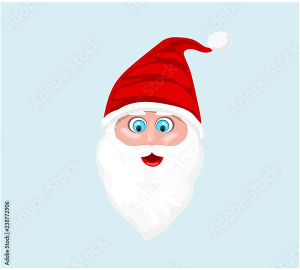 Fototapeta santa claus face against light blue background  vector Illustration Merry Christmas and New Year Winter season greeting vector illustration