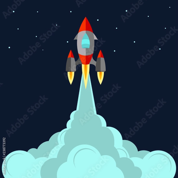 Obraz space rocket start up, and launch symbol, new businesses innovat