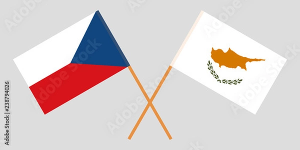 Fototapeta Cyprus and Czech. The Cyprian and Czechia flags. Official proportion. Correct colors. Vector