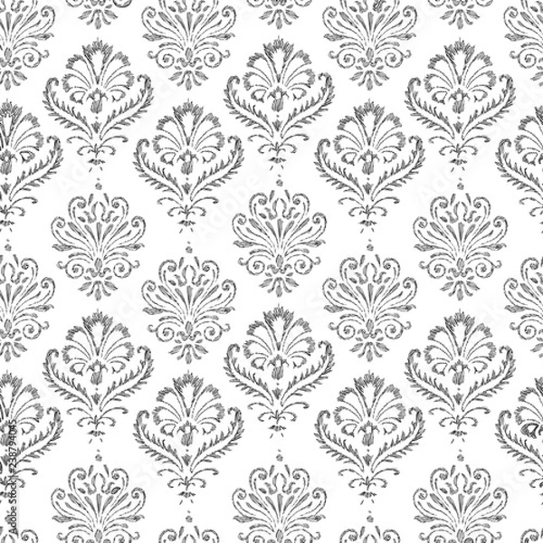Fototapeta Seamless pattern of sketches of decorative vintage elements