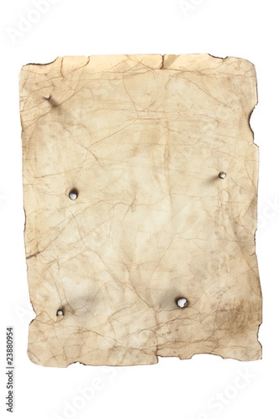 Fototapeta old style yellow paper with bullet holes