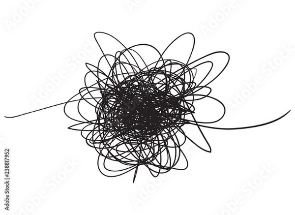 Fototapeta Chaos. Abstract tangled texture. Random chaotic lines. Hand drawn dinamic scrawls. Black and white illustration. Background with lines. Universal pattern. Art creation