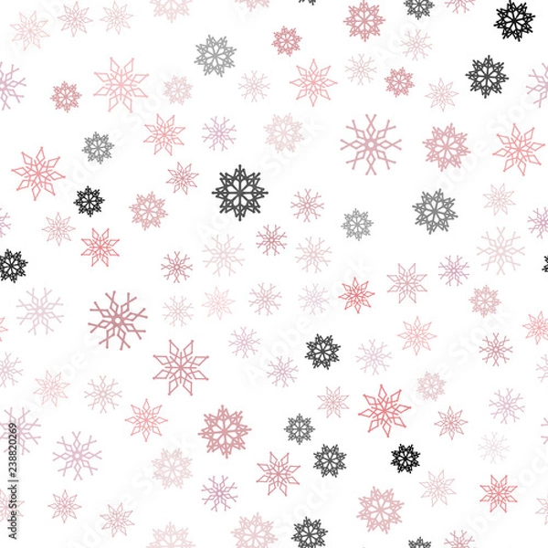 Fototapeta Light Red vector seamless layout with bright snowflakes.
