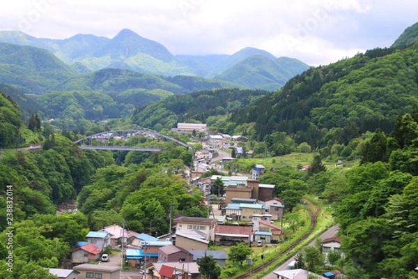 Fototapeta 湯野上温泉駅付近（会津・下郷町）