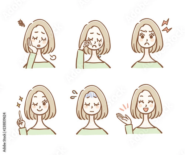 Obraz 女性　表情　セット