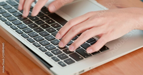 Fototapeta Work on laptop computer