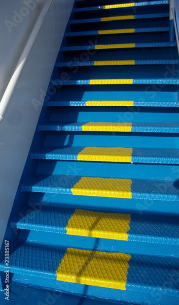 Obraz Escalier métallique bleu.