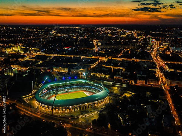 Obraz Night Aerial View of Minsk City 