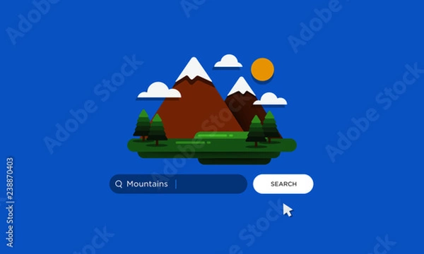 Fototapeta Mountains written on a browser search bar