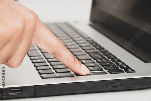 Fototapeta lady Hands typing on laptop keyboard