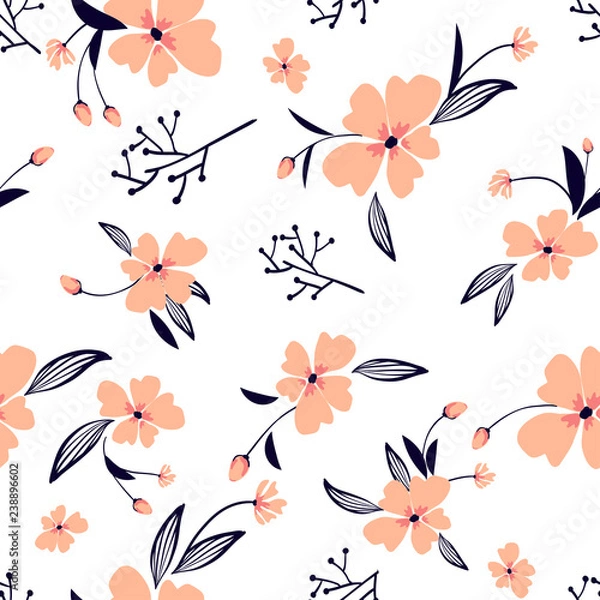 Fototapeta Little flowers. Seamless pattern with cute flowers. Delicate texture