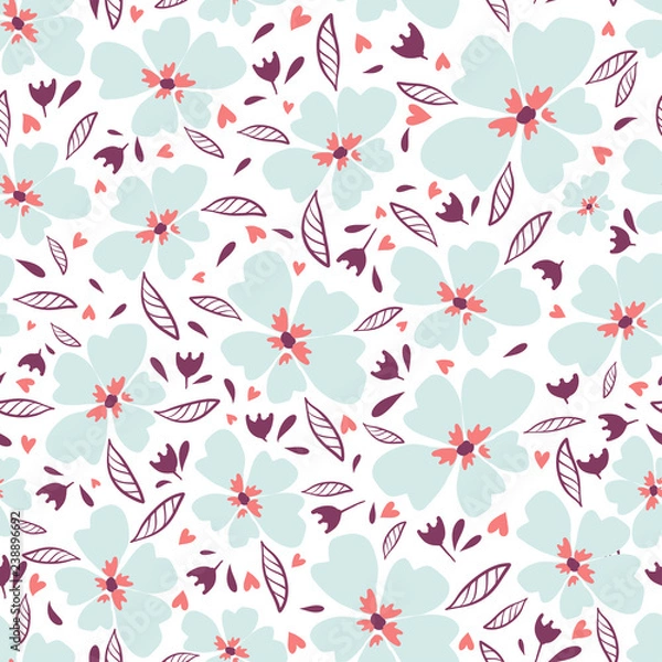 Fototapeta Little flowers. Seamless pattern with cute flowers. Delicate texture