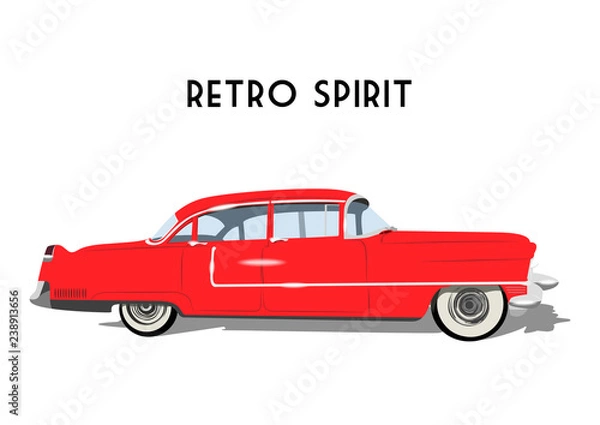 Fototapeta Retro red car, vector