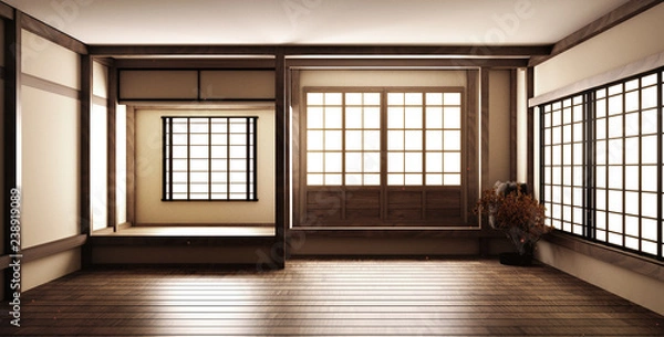 Obraz mock up, Japanese empty room the most super beautiful. 3D rendering