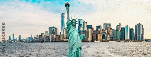 Obraz Statua Wolności z panoramą Manhattan Downtown Skyline