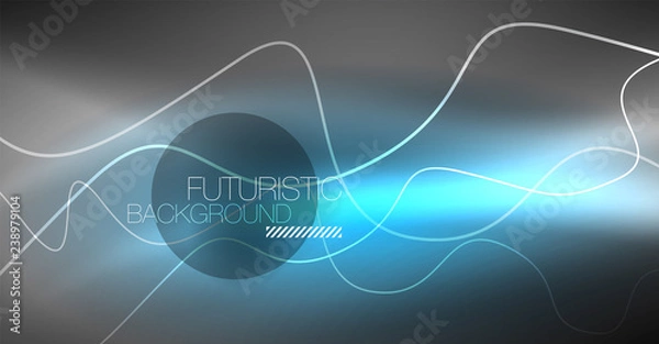 Fototapeta Neon lines wave background. Abstract composition