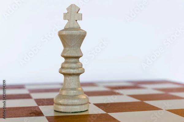 Fototapeta White king on white square on chessboard
