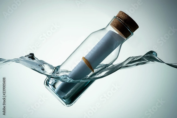 Obraz bottle of wine and glasses message in