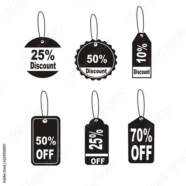 Fototapeta black discount coupon vector icon set.