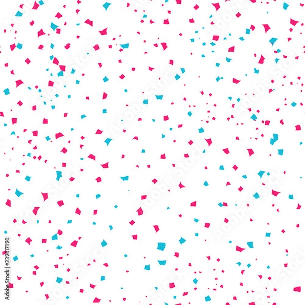 Fototapeta Confetti texture, paper scatter explosion pattern seamless celebration party abstract background vector illustration