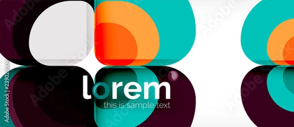 Fototapeta Abstract background - geometric multicolored round shapes composition. Trendy abstract layout template for business or technology presentation