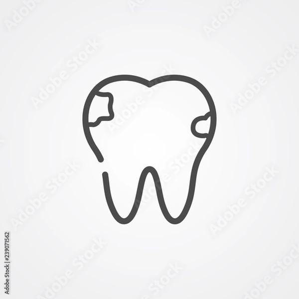 Fototapeta Broken tooth vector icon sign symbol