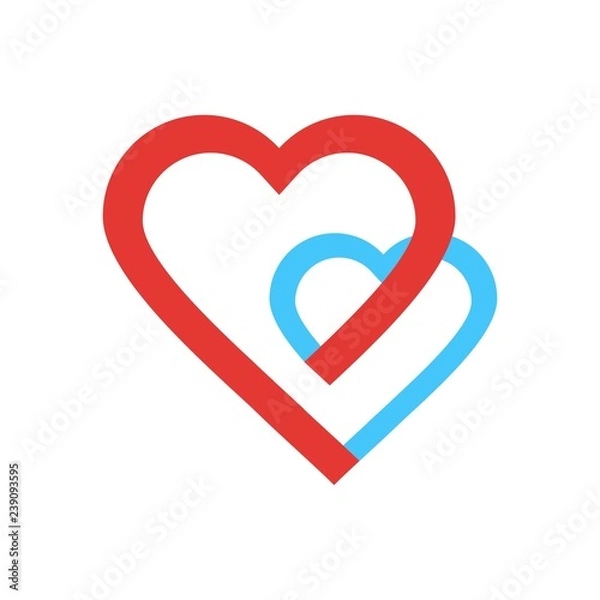 Fototapeta Sketch designed loves heart. Graphic red hearts love vector.couple romantic love heart. - Vector