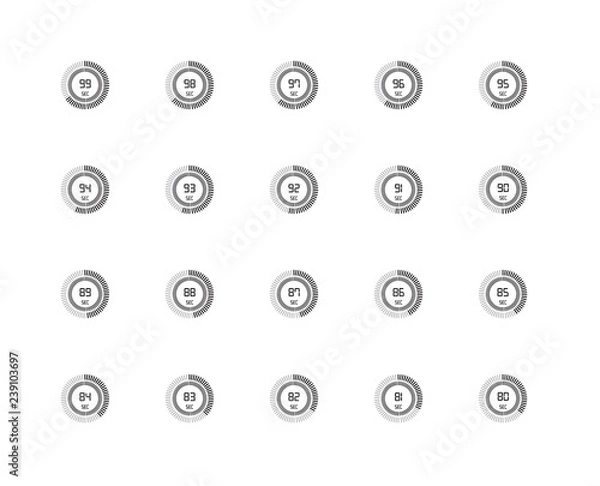 Fototapeta Set Of 20 icons such as The 80 seconds, 90 95 96 84 98 86 94 ico