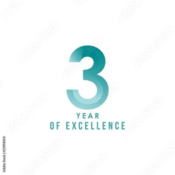Fototapeta 3 Year of Excellence Vector Template Design Illustration