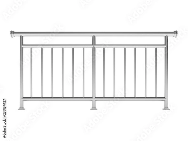 Obraz White metal modern railing render 3d model on the white background