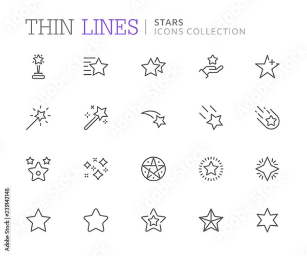 Fototapeta Collection of stars related line icons. Vector eps 8
