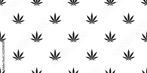 Obraz Marijuana seamless pattern cannabis vector weed leaf scarf isolated repeat wallpaper tile background