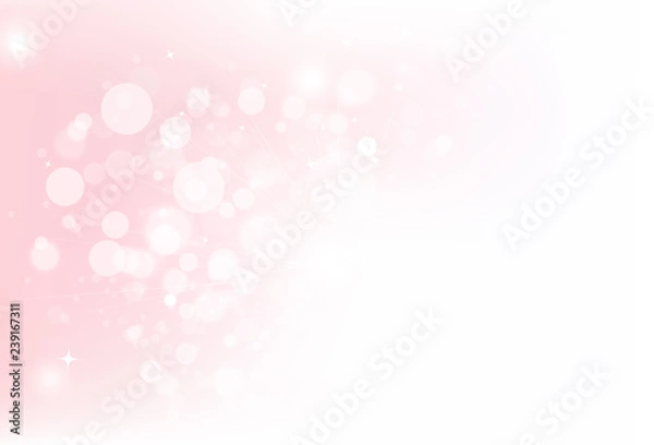 Fototapeta Fantasy magical bokeh circles bubble blurry scatter with stars dust glitter sparkle pink pastel concept abstract background vector illustration using for cosmetic product