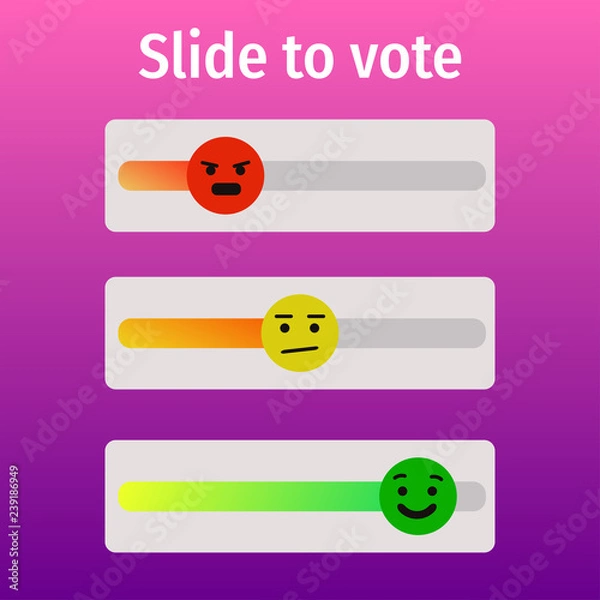 Fototapeta Slide to vote - concept of customer service satisfaction level meter. Client's feedback rate. Vector illustration.