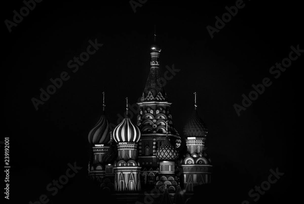 Obraz Saint Basil's Cathedral in Red Square in winter at night, Moscow, Russia.