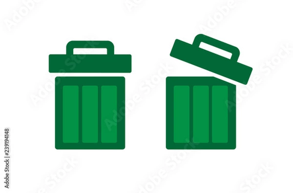 Obraz Trashcan icon, vector trash bin, Basket vector illustration. Garbage basket symbol open and closed. Isolated on white background.
