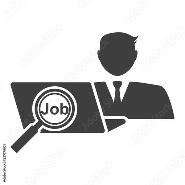 Fototapeta The recruitment agent selects the job for the applicant. Vector icon on white background
