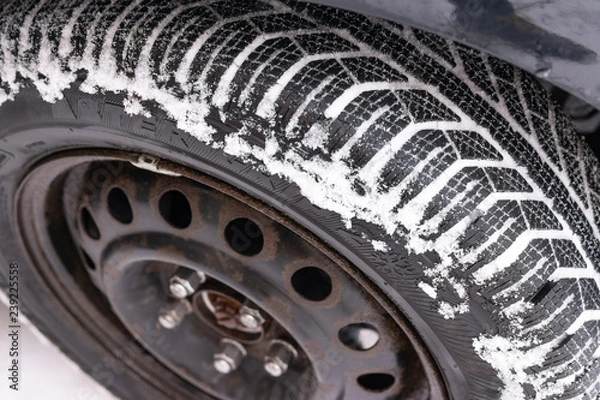 Obraz Winter tires with snow