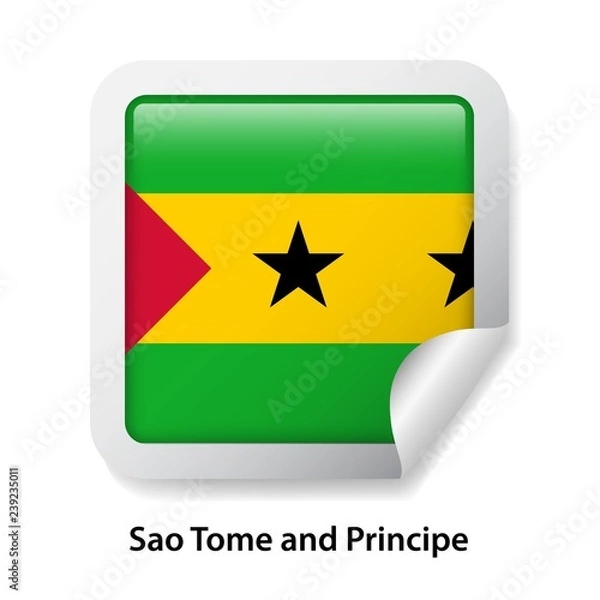 Fototapeta Flag of Sao Tome and Principe. Round glossy badge sticker