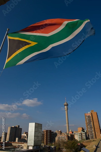 Obraz South African flag in Johannesburg, South Africa