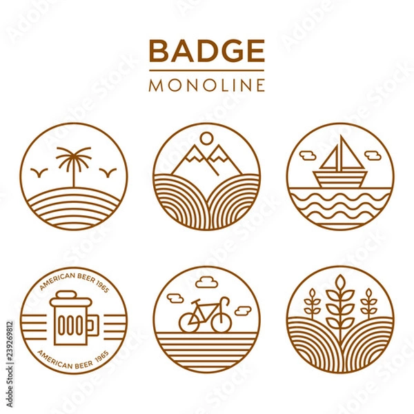 Fototapeta unique monoline badge logo design set