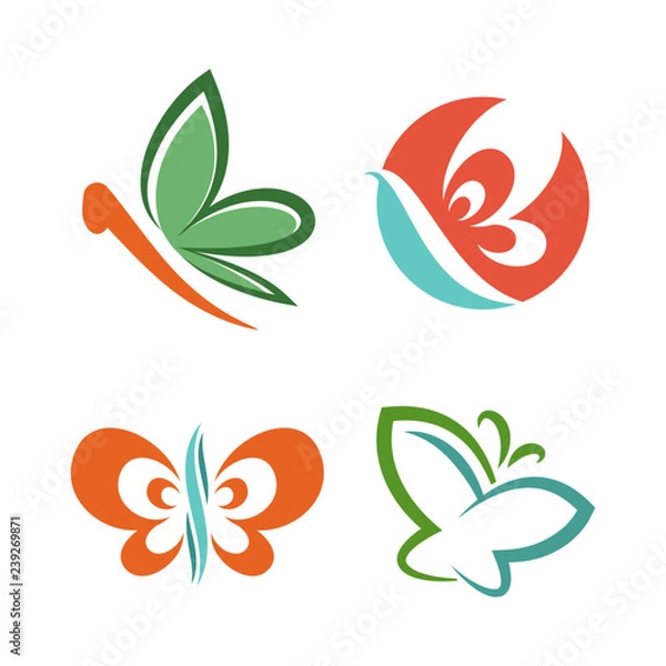 Fototapeta Simple Unique butterfly Icon Symbol Logo For Business
