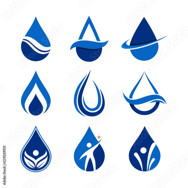 Fototapeta Simple Unique water drop Icon Symbol Logo For Business